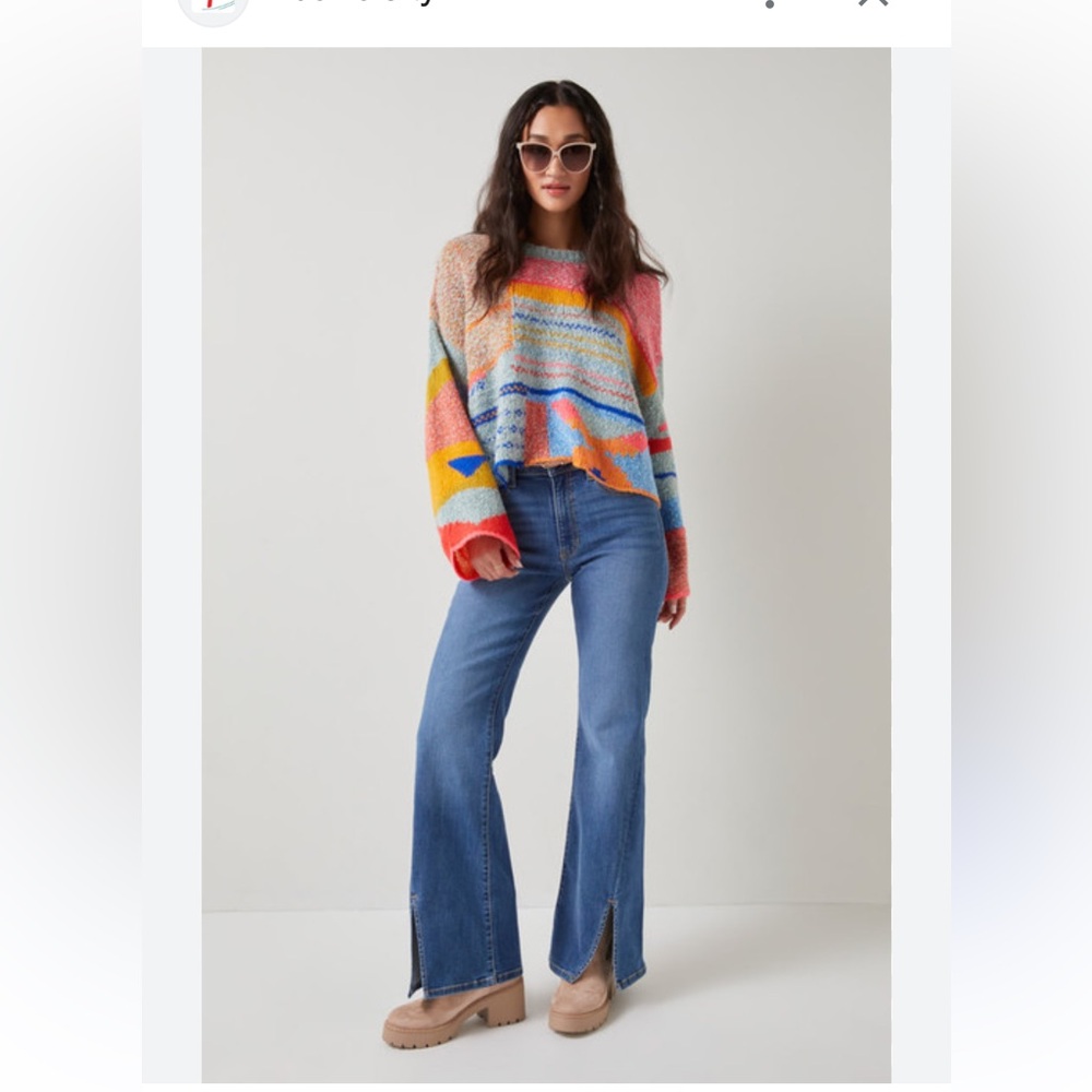 Sincerely Julies Patchwork Multicolor Sweater - image 2